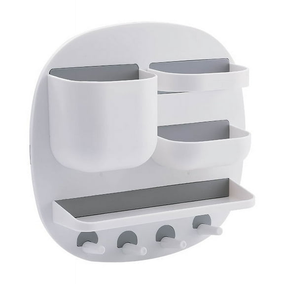 Nvzi Bedside Shelf Accessories Organizer, Self Stick on Wall Mount Storage Box Shelf Floating Caddy Organizer, Bedside Holder for Glasses Earphone Cell Phone,White