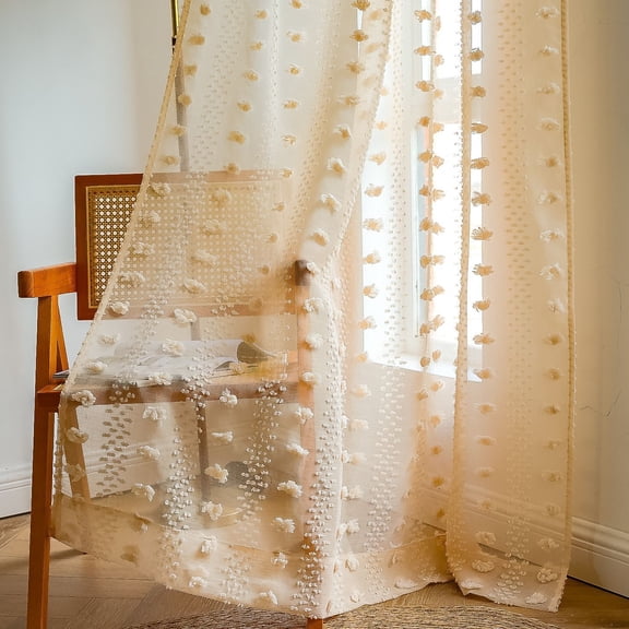 Nvzi - Beige for & Valances, 1 slice Rod Pocket Sheer Drapes, 132*214CMSheer Window Curtains, Polyester Light Filtering Curtains for Living Room Bedroom, Easy Install