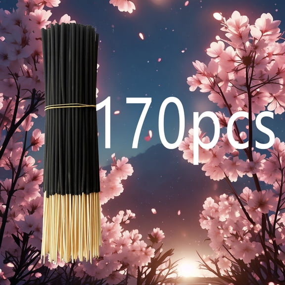 Nvzi Black Bamboo Core Aromatherapy Stick -170 pieces set, 8.66 inches long, used for DIY aromatherapy projects, yoga, meditation, cherry blossom aromatherapy