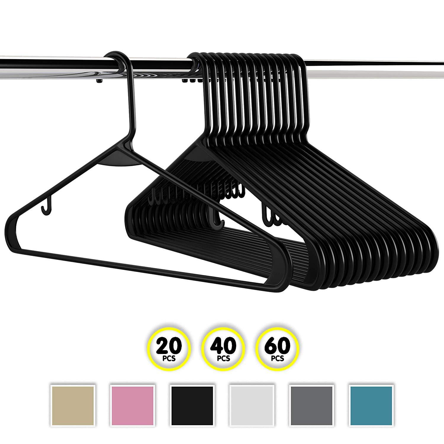 Nvzi Black Plastic Hangers 20 Pack, Heavy Duty Clothes Hanger Plastic
