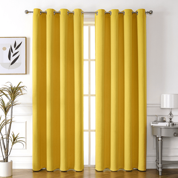 Nvzi Blackout Curtains 2 Panels,42×84in Golden,Sunscreen Blackout Curtain for Bedroom,Thermal Insulated Blackout Curtains 84 Inches Long,Durable Polyester Curtains for Home Window Decor​