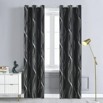 Nvzi Blackout Curtains for Windows, Long Window Curtains 100*130CM black, 1slice Grommet Top Room Darkening Curtains for Bedroom Living Room - Polyester Material