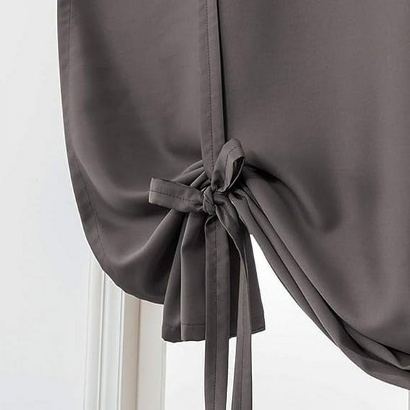 Nvzi Blackout Tie Up Curtain Thermal Insulated Window Adjustable Balloon Curtain Shade for Small Window Rod Pocket (39" x 55", Dark Grey)