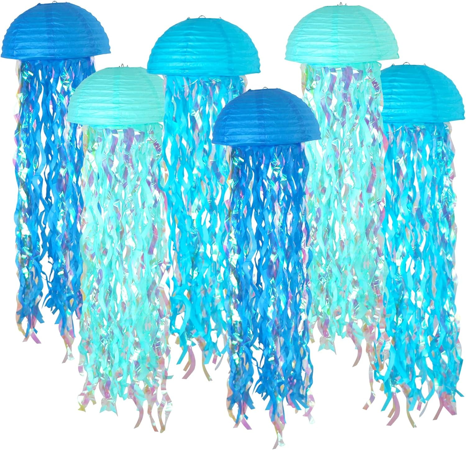 Nvzi Blue Hanging Jelly Fish Paper Lanterns, Gradient Colorful Paper Lanterns for Mermaid Theme Party Under The Sea Ocean Birthday Decorations Baby Shower Baby Room