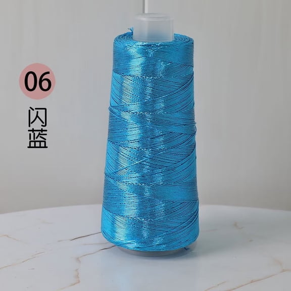 Nvzi Blue Sparkling Gold and Silver Core Thread Spoil -1 roll, 7 oz/200g Sparkling Yarn, with Plastic Thread Spoil, Sewing Thread Crochet Embroidery Wedding Party Decoration