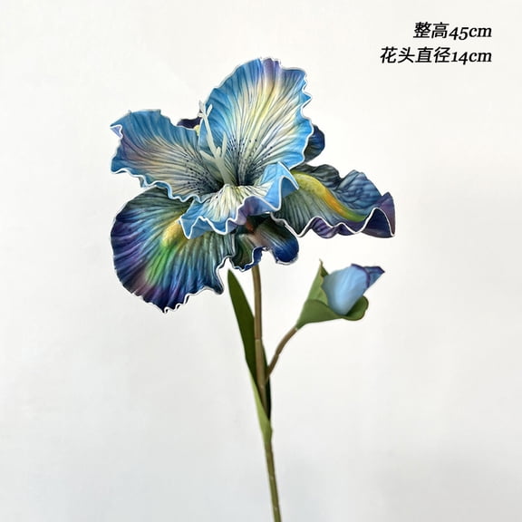Nvzi Blue iris artificial flower -5 pieces, 18 inches long, home decoration flower, fake iris flower wedding arch bride bouquet, office kitchen dining table center decoration