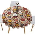 thumbnail image 1 of Nvzi Bohemian Style Round Tablecloth Cotton Linen Lace Floral Table Cloth for Kitchen Dining Room Tabletop Decoration, Round - 60", 1 of 5