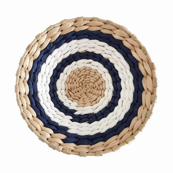 Nvzi Bohemian Style Wall Decoration - Blue & Brown & White Wall Decor, 20*4cm Rattan & Paper Rope Home Decor, Weaving ornament,Room Decor for Wall Decorations, 1 Piece,A4 model