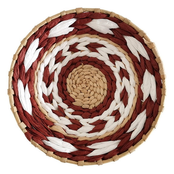 Nvzi Bohemian Style Wall Decoration - Red & Brown & White Wall Decor, 20*4cm Rattan & Paper Rope Home Decor, Weaving ornament,Room Decor for Wall Decorations, 1 Piece,A9 model