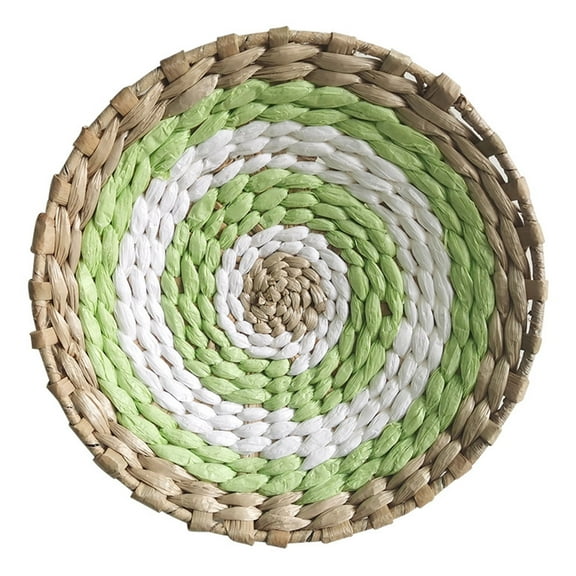 Nvzi Bohemian Style Wall Decoration - White & Brown & Green Wall Decor, 20*4cm Rattan & Paper Rope Home Decor, Weaving ornament,Room Decor for Wall Decorations, 1 Piece,A8 model