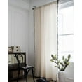 thumbnail image 1 of Nvzi Boho Cotton Linen Window Curtain with Black Tassels Bedroom Living Room Window Treatment 1 Panel Drape 94 inches Long Beige, 1 of 5