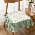 thumbnail image 1 of Nvzi  Boho Ruffles Printed Chair Cushion with Ties Super Soft Cotton Kitchen Dining Chair Pad Leaf Pattern Non Slip Seat Cushion (Light Green,18"x18"), 1 of 5