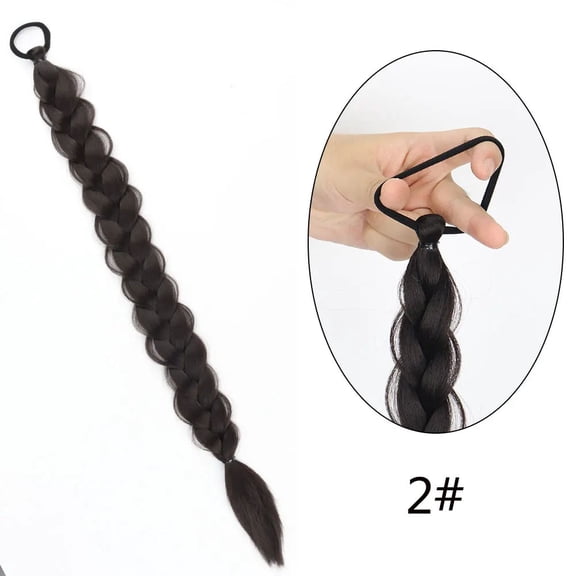 Nvzi Braid Wigs (Hair Loop Style) Ponytail Extension - 1 Pcs ,Natural Black, 60.96CM/24in Length, Heat-Resistant Synthetic Hair, Realistic Texture for Women’s Daily Hairstyling,
