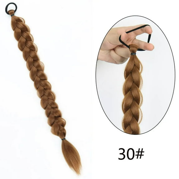 Nvzi Braid Wigs (Hair Loop Style) Ponytail Extension - 2 Pcs , Deep golden brown, 60.96CM/24in Length, Heat-Resistant Synthetic Hair, Realistic Texture for Women’s Daily Hairstyling,