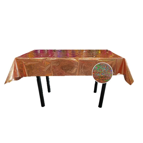 Nvzi Brown Laser Tablecloth 4-piece Set, 54  72 inch Shiny Plastic Rainbow Tablecloth, Dot Laser Film Tablecloth, Used for Birthday Party Decoration and Anniversary Celebration
