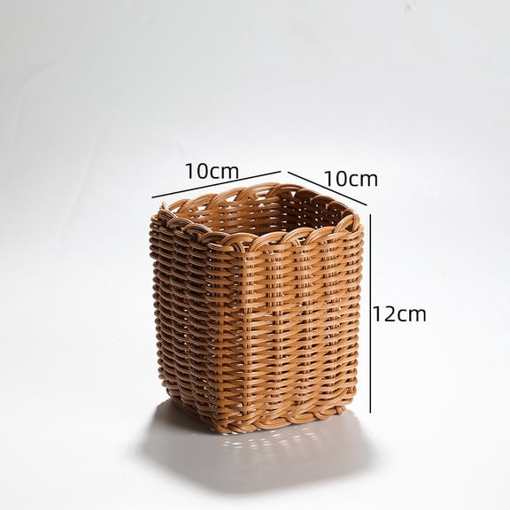 Nvzi Brown Wicker Storage Basket -1 piece, 4×4×4.72 inch rural woven basket, dining table decoration basket, home decoration organization multifunctional storage basket
