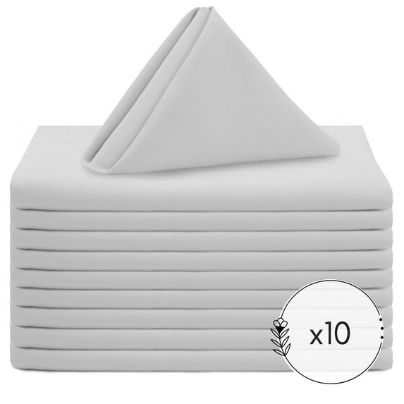Nvzi Bulk Cloth Napkins,10 Cloth napkins-White Fabric Napkins 16.93x16.93in(43x43cm)-Table Cloth Napkins for Weddings,Suitable for Parties, Dinners, Soft Polyester Cloth Napkins