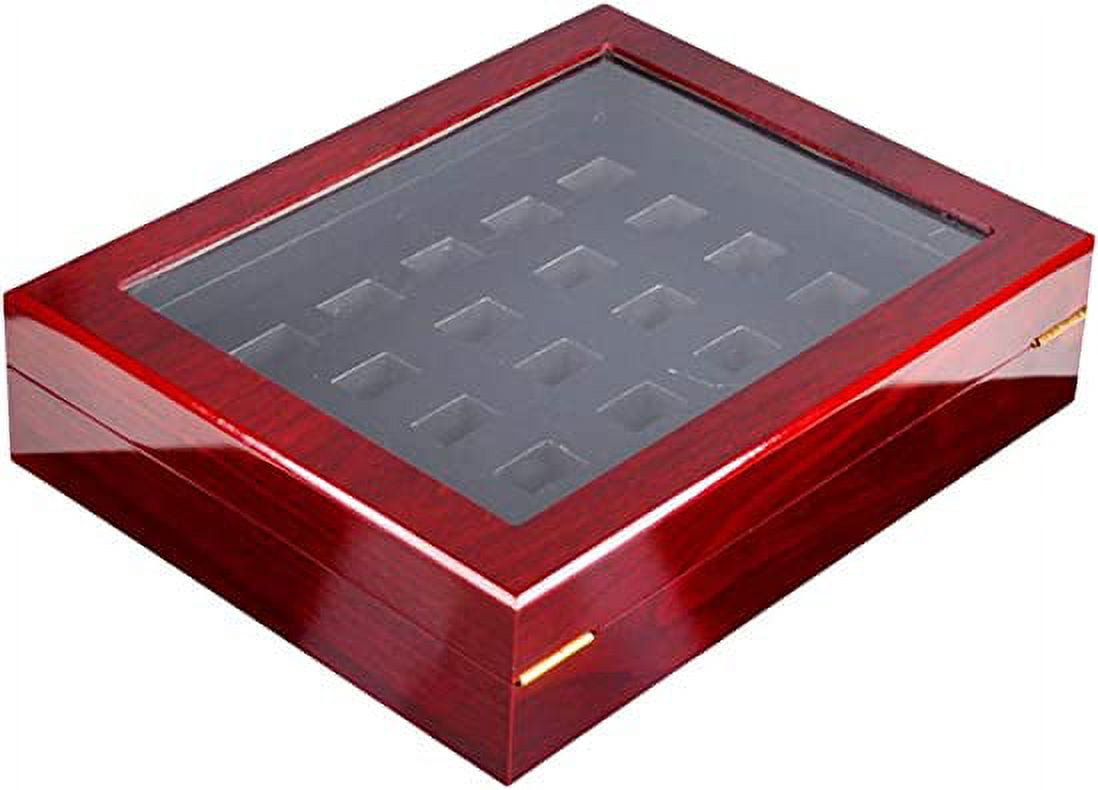 Nvzi Championship Ring Display Case Sports Ring Storage Box Wooden