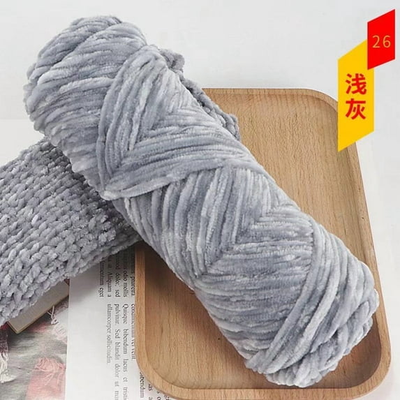 Nvzi Chenille Yarn - Ultra Soft & Fluffy, Perfect for Blankets,Crafts & DIY Projects - Premium Chenille Yarn with Luxurious Texture, Easy to Work with for Beginners & Experts,light grey