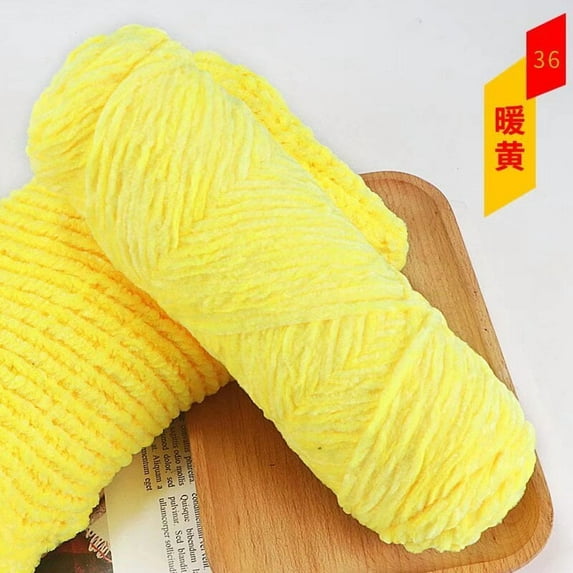 Nvzi Chenille Yarn - Ultra Soft & Fluffy, Perfect for Blankets, Crafts & DIY Projects - Premium Chenille Yarn with Luxurious Texture, Easy to Work with for Beginners & Experts,yellow