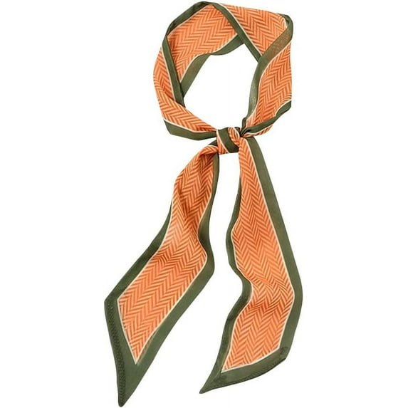 Nvzi Chiffon Scarf Fun Colorful Printing Long Ribbon Scarf Neck Scarf for Women（Orange 1）