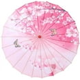 thumbnail image 1 of Nvzi Chinese Flowers Parasol Umbrella, Cherry Blossom, Sakura, Floral, Bamboo, Pink, 1 Count, 1 of 5