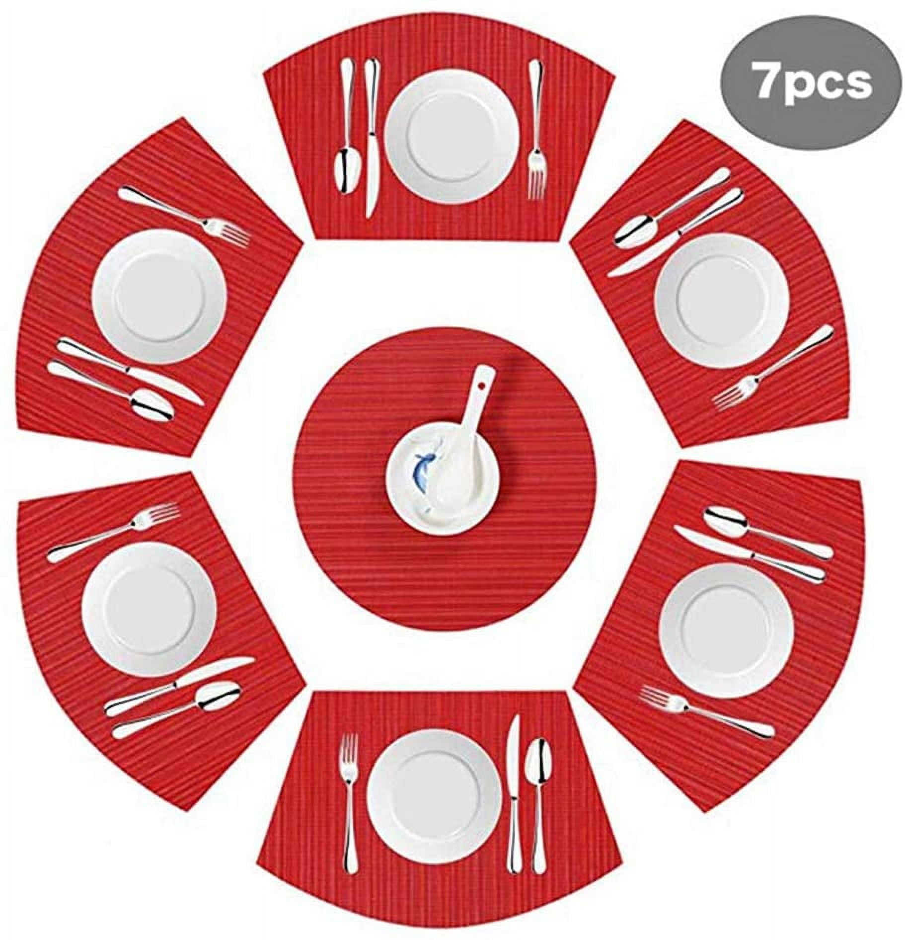 Nvzi Christmas Placemats Round Table PVC Mats for Dining Table Set of 6