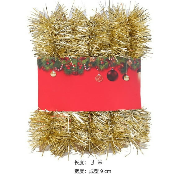 Nvzi Christmas wreath decoration 118×3.54in Golden twisted sparkling staircase railing wreath decoration, Christmas staircase decoration, wreath making supplies decoration, 1 piece