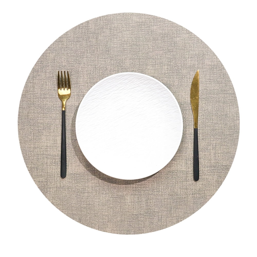 Nvzi Circle Placemats,6 Pcs Khaki color Round Place Mats for Table, 33cm Diameter (12.99in) - Stylish Individuales para Mesa, Durable Dining Table Protectors, Easy to Clean
