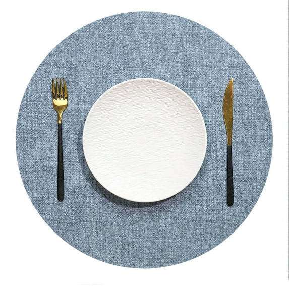 Nvzi Circle Placemats,6 Pcs Light blue Round Place Mats for Table, 33cm Diameter (12.99in) - Stylish Individuales para Mesa, Durable Dining Table Protectors, Easy to Clean