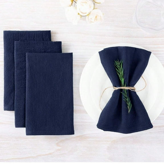 Nvzi Cloth Napkins, 4 Pack 40*40cm Dark Blue Cotton Dinner Napkins, Washable Dinner Napkins Cloth for Dining Table, Reusable Cotton Linen Napkins​​​(No cotton rope included)​