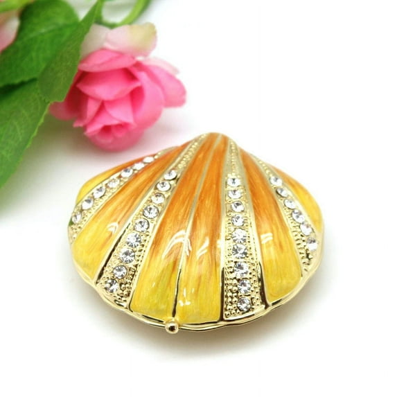 Nvzi Collectible Pink Seashell Ring Jewelry Box Engagement Ring Box Shell Shape (Yellow)