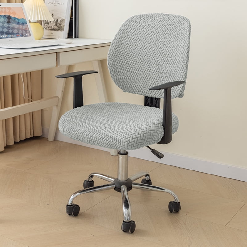 Nvzi Computer Office Chair Covers Stretch Computer Chair Cover 2 Piece Desk Chair Cover Universal Desk Rotating Chair Slipcovers Protector Dark Grey