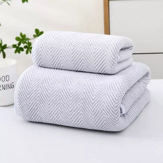 Nvzi Coral Fleece Fishbone Patterned Towel-Soft Towels, Thick Towels, Body Towel,Highly Absorbent Yarn Towel for Daily Use, Comfortable & Long-Lasting,Thickened,shower or home use.grey