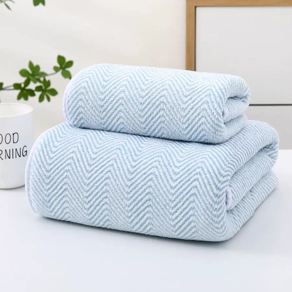 Nvzi Coral Fleece Fishbone Patterned Towel-Soft bath Towels set, Thick bath Towels,Highly Absorbent Yarn Towel for Daily Use, Comfortable & Long-Lasting​，Thickened,shower or home use,blue