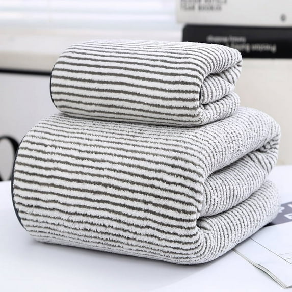 Nvzi Coral velvet thick towels Set 385g-soft towels&bath towels,A set Ultra Soft&Absorbent, Ideal for Daily Bath & Shower Use.Thickened high-density design,Soft and skin friendly,black&white
