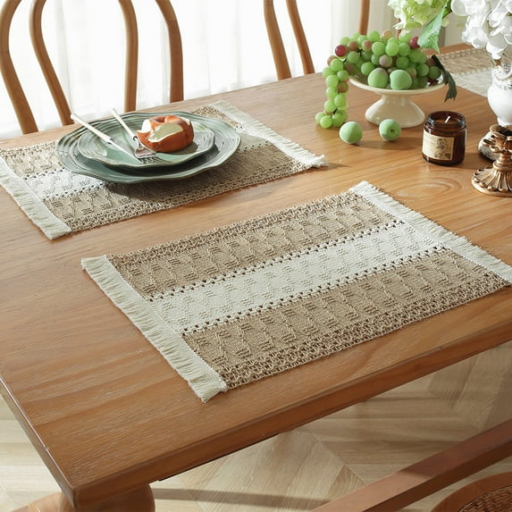 Nvzi Cotton Heat Resistant Placemats, Dining Room Table Mats, Protect Surfaces,Non-Slip Washable Table Mats,Kitchen Decor Accessories(Set of 4, Size 19.68*11.8in, A01 )