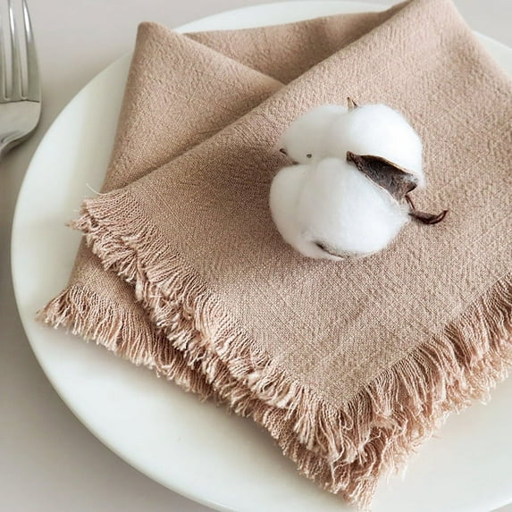 Nvzi Cotton Heat Resistant Placemats, Dining Room Table Mats, Protect Surfaces,Non-Slip Washable Table Mats，Kitchen Decor Accessories（Set of 6, Size 17.71*17.71in，Khaki）