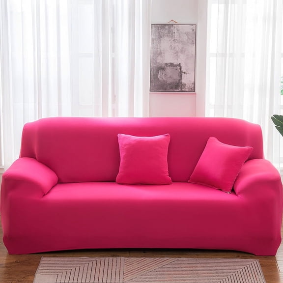 XmhyTop-A Couch Cover for Living Room, 1 Seater Stretch Furniture Protector Dust-Proof Loveseat Cover All-Inclusive Cover Furniture Protector Chair Covers for Living Room （Dark Pink）
