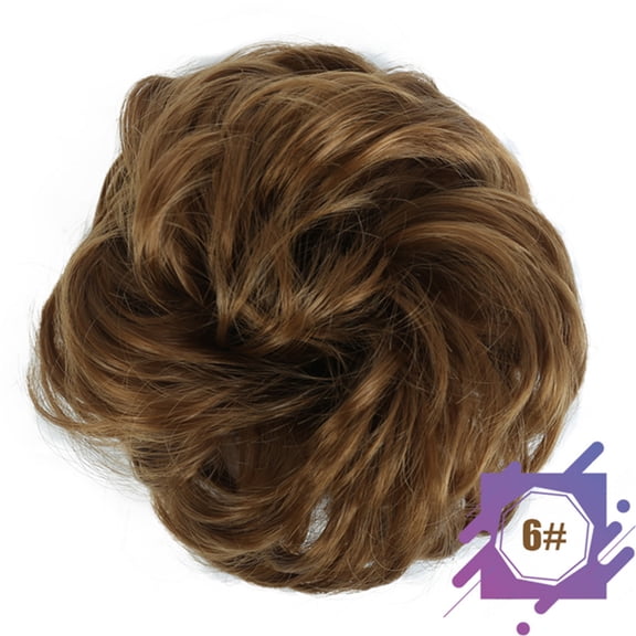 Nvzi Curly Bun Hair Piece- ,1 Pcs Light brown Hairpieces for Updos, Size 14*8.9CM/5.5*13.5in, Natural-Looking Curly Texture, Durable Lightweight Design for Easy Hairstyling