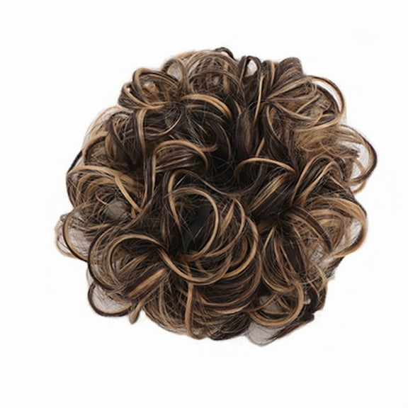Nvzi Curly Bun Hair Piece - Hair Bun Extension for, 70CM Length, Brown and gold , 1 Pcs Heat-Resistant High-Temperature Silk, Natural-Looking Hair Pieces for & Special Occasions Hairstyling