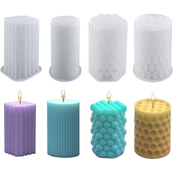 Nvzi Cylinder Candle Molds,3D Bubble Candle Molds Super Easy to Demold Pillar Silicone Molds for Candle MakingFood Grade Silicone Bubble Candle Mold for DIY Handmade Soap, Candle, Cake Baking
