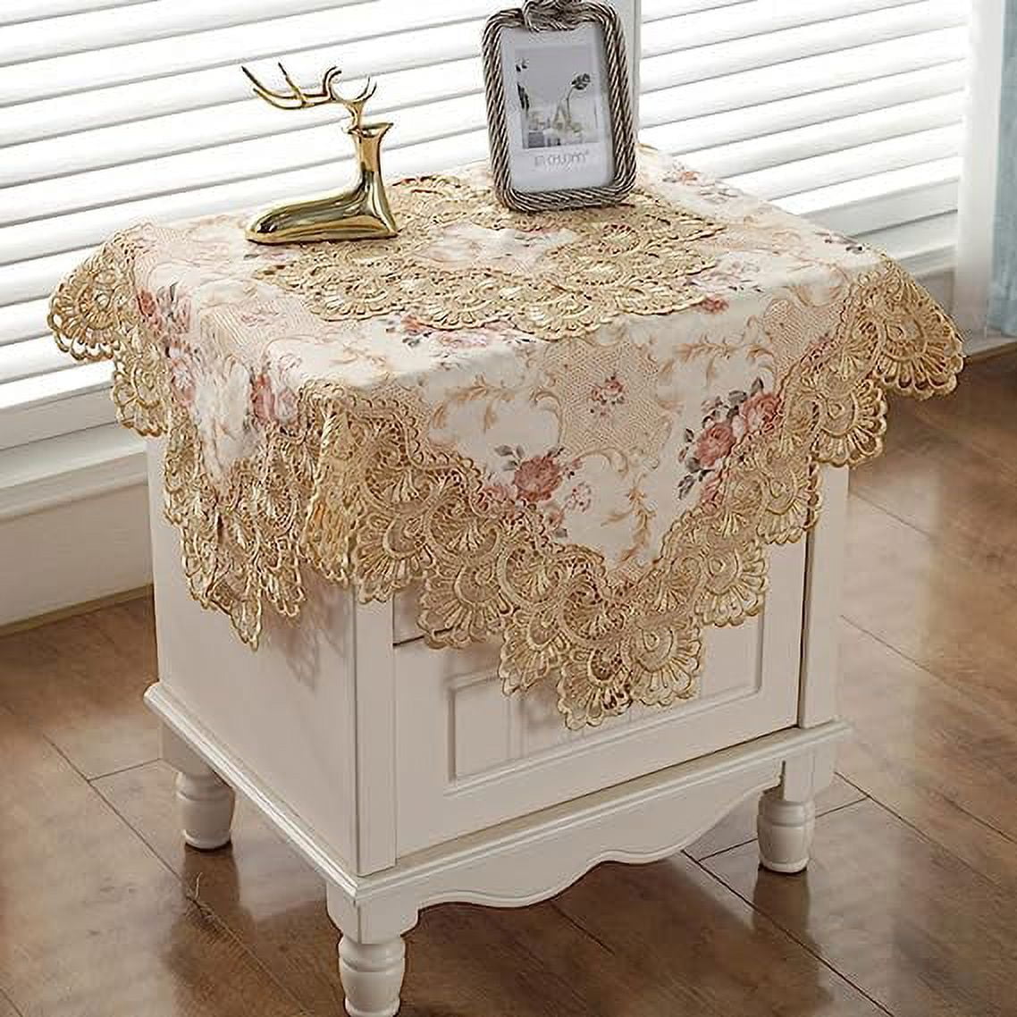 Nvzi Damask Lace Patchwork Tablecloth Luxury Square Small Table Cover