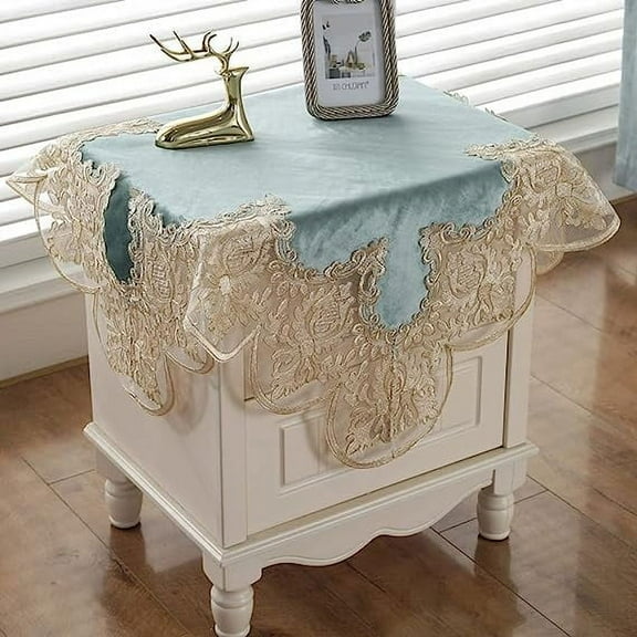 Nvzi Damask Lace Patchwork Tablecloth Luxury Square Small Table Cover Elegant Floral Embroidered Lace Table Cloth for Party Kitchen Dinning Picnic Decoration (Type K,22"x22")