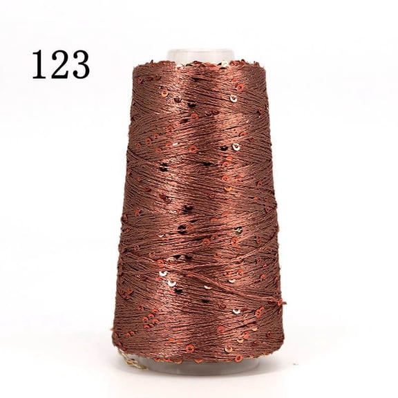Nvzi Dark Brown glitter yarn spool -1 roll, 1.76 ounces/50g glitter yarn, with plastic thread spool, sewing thread, knitting crochet, embroidery, Christmas wedding party decoration