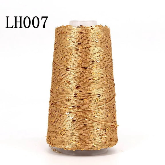 Nvzi Dark Gold glitter yarn spool -1 roll, 1.76 ounces/50g glitter yarn, with plastic thread spool, sewing thread, knitting crochet, embroidery, Christmas wedding party decoration