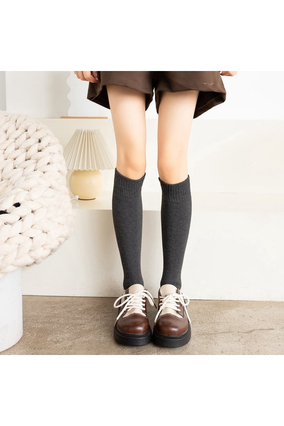 Dark Gray calf socks -2 pairs, one size fits all, suitable for all people. Winter thick calf socks, warm long socks, calf socks for daily wear in cold weather