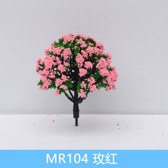 Nvzi Dark Pink + Green mini model shrub tree -30 pieces, 2-inch high mini fake tree model, realistic leaf texture, DIY landscape and photography props mini forest decoration