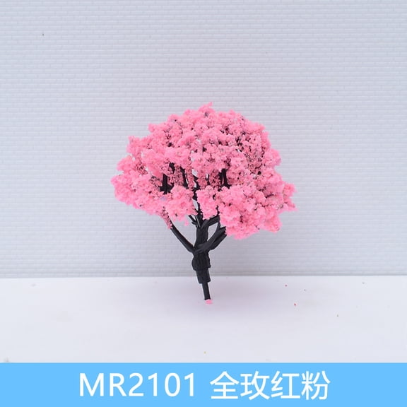 Nvzi Dark Pink mini model shrub tree -30 pieces, 2-inch high mini fake tree model, realistic leaf texture, DIY landscape and photography props mini forest decoration