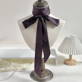 Nvzi Dark Purple Satin Scarf 5-piece Set, 79 2-inch Women's Slimming Long Scarf, Multi functional Soft and Smooth, Suitable for Bags, Hair Accessories, Clothing Accessories